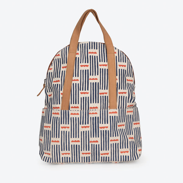 Large Fabric Halfmoon Backpack - Large Cinnamon Stripe Print