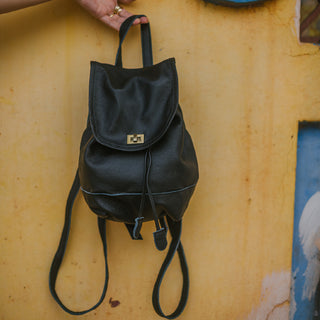 Mini Foldover Backpack - Black