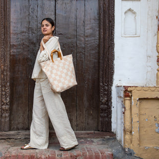 Carryall Canvas Tote - Large Checkerboard Print - JOYN