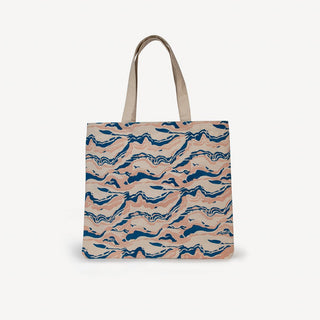 Large Market Tote - Cobalt Blue and Blush Marble Print - JOYN