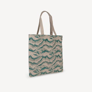 Large Market Tote - Sage and Green Marble Print - JOYN