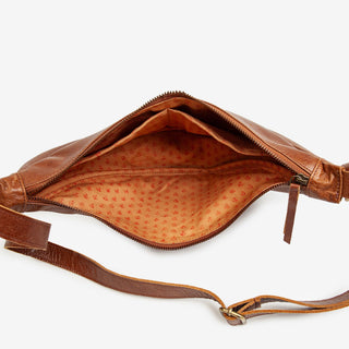 Leather Moon Sling Bag - Camel - JOYN