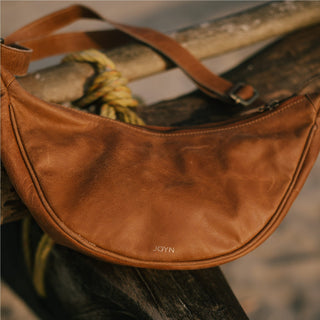 Leather Moon Sling Bag - Camel - JOYN