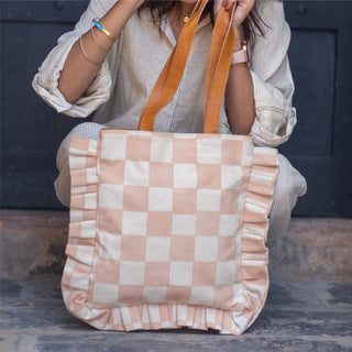 The Momo Tote - Large Checkerboard Print - JOYN