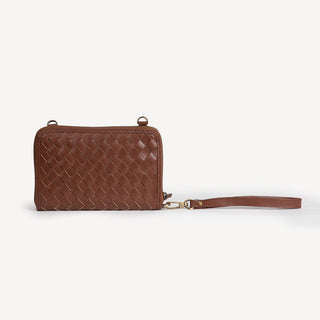 Woven Crossbody Wallet - Chocolate Brown - JOYN