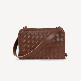 Woven Crossbody Wallet - Chocolate Brown - JOYN