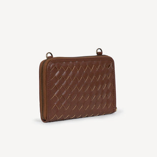 Woven Crossbody Wallet - Chocolate Brown - JOYN