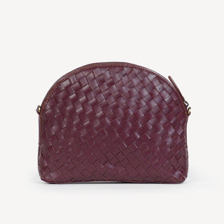 Woven Halfmoon Crossbody - Plum - JOYN