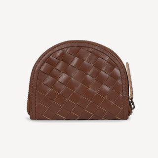 Woven Halfmoon Mini Wallet - Chocolate Brown - JOYN