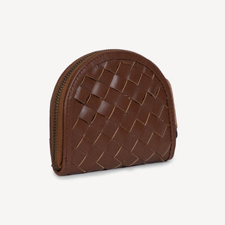 Woven Halfmoon Mini Wallet - Chocolate Brown - JOYN