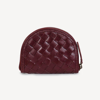 Woven Halfmoon Mini Wallet - Plum - JOYN