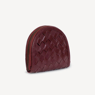 Woven Halfmoon Mini Wallet - Plum - JOYN